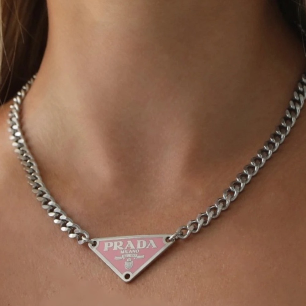 Rose Prada Tag necklace